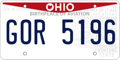 OH license plate GOR5196