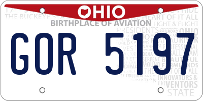 OH license plate GOR5197