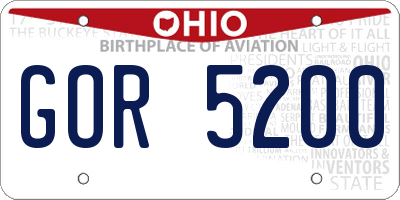 OH license plate GOR5200