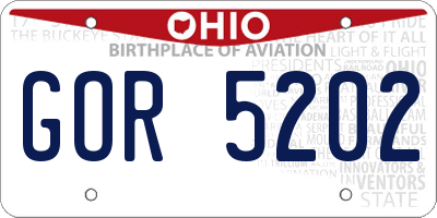 OH license plate GOR5202