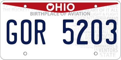OH license plate GOR5203