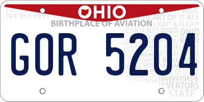 OH license plate GOR5204