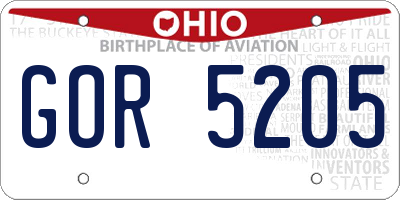 OH license plate GOR5205