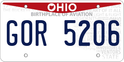 OH license plate GOR5206
