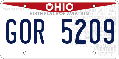 OH license plate GOR5209