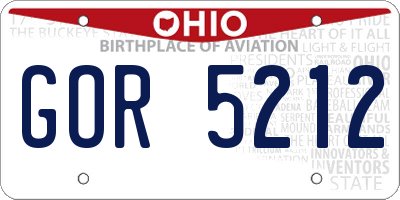 OH license plate GOR5212