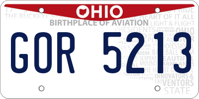 OH license plate GOR5213