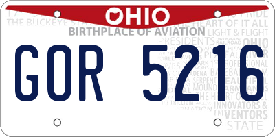 OH license plate GOR5216