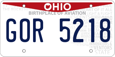 OH license plate GOR5218