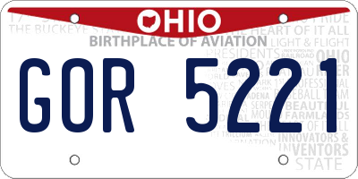 OH license plate GOR5221