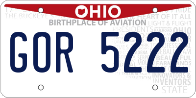 OH license plate GOR5222
