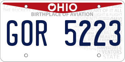 OH license plate GOR5223