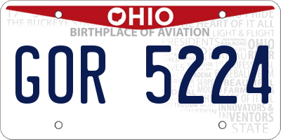OH license plate GOR5224