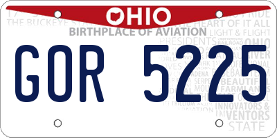OH license plate GOR5225