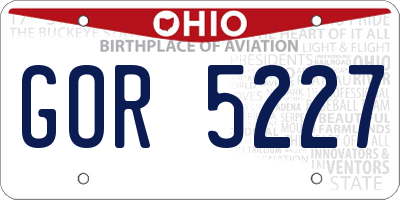 OH license plate GOR5227