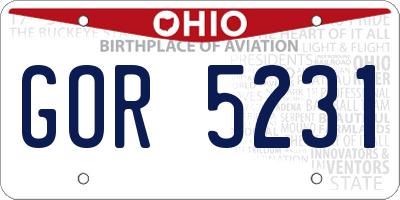 OH license plate GOR5231
