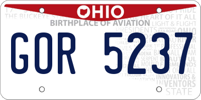 OH license plate GOR5237