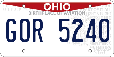 OH license plate GOR5240