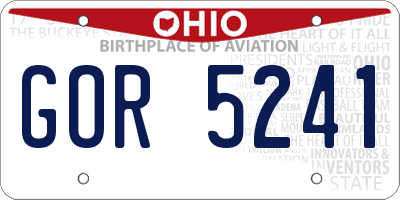 OH license plate GOR5241