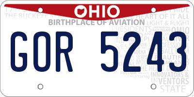 OH license plate GOR5243