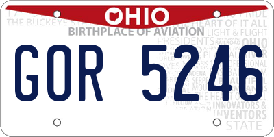 OH license plate GOR5246