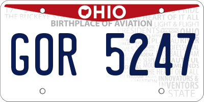 OH license plate GOR5247
