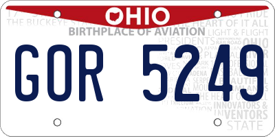 OH license plate GOR5249