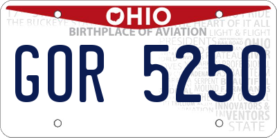 OH license plate GOR5250
