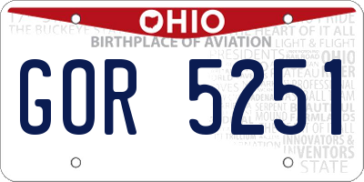 OH license plate GOR5251