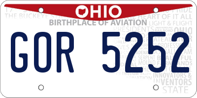 OH license plate GOR5252