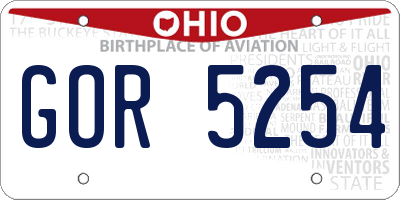 OH license plate GOR5254