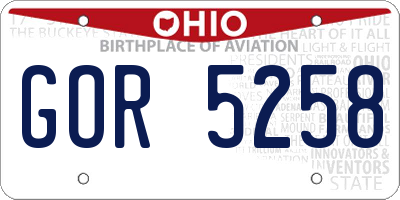 OH license plate GOR5258
