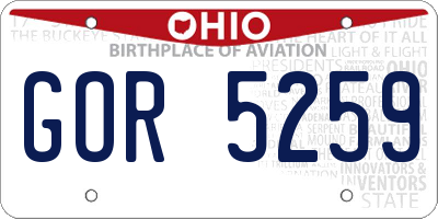 OH license plate GOR5259