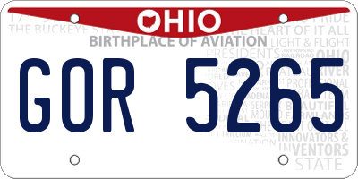 OH license plate GOR5265