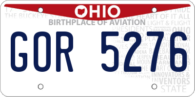 OH license plate GOR5276