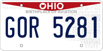 OH license plate GOR5281