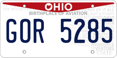 OH license plate GOR5285