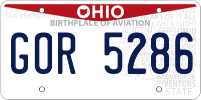 OH license plate GOR5286
