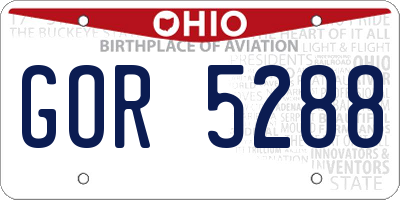 OH license plate GOR5288