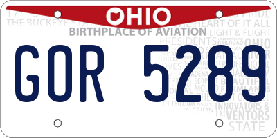 OH license plate GOR5289