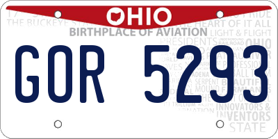 OH license plate GOR5293