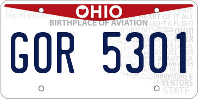OH license plate GOR5301