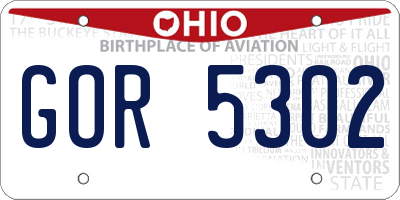 OH license plate GOR5302