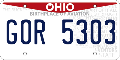 OH license plate GOR5303