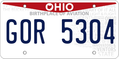 OH license plate GOR5304
