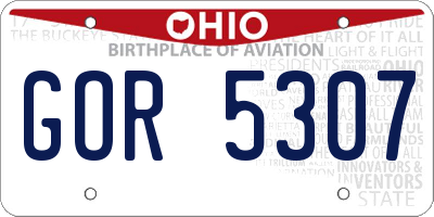 OH license plate GOR5307