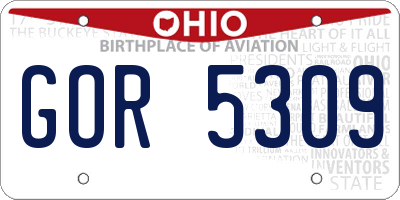 OH license plate GOR5309