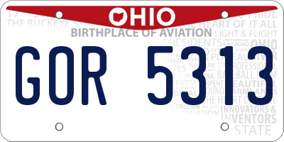 OH license plate GOR5313