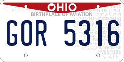 OH license plate GOR5316