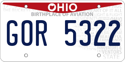 OH license plate GOR5322